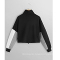 Wholesale Turtleneck Women′s Color Block Tops Lady Pullover Long Sleeve Crop Top Hoodie Crew Neck Sweatshirt